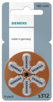 Siemens Typ s312 Zink-Luft Hörgeräte-Batterien (6 St.)