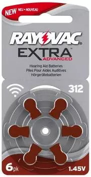 Rayovac EXTRA Advanced 312, 180 mAh (6 Stck.)