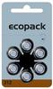 Varta Micro EcoPack Hörgerätebatterien - PR41 Typ 312 Braun - 6er Packung