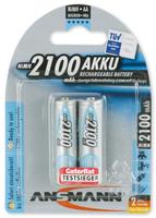 Ansmann - Akku Aa Mignon 2100mah 1,2v - Aufladbare Aa Batterien Maxe, 2 St&uuml;ck