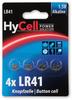 HyCell 1516-0025, HyCell Knopfzelle LR 41 1.5V 4 St. 30 mAh Alkali-Mangan AG3