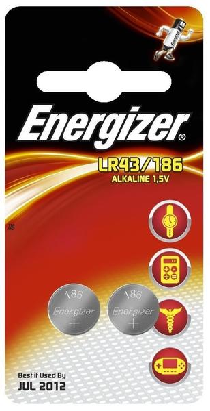 Energizer 186 LR43 Knopfzelle LR43 Alkaline Batterie 1,5V 123 mAh (2 St.)