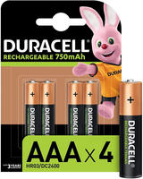 Duracell Akku Rechargeable, 1,2 V, 750 mAh, AAA, NiMH, 4 St&uuml;ck