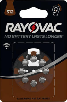 Rayovac 312AU-8RR Hearing Aid Batteries (Pack of 8)