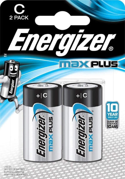 Energizer MaxPlus C Size Alkaline Batteries - Pack of 2