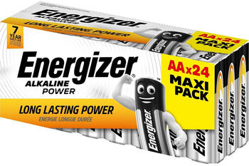 Energizer Batterie Alkaline Power AA (Mignon/LR6 24er Vorratsbox), E300456401, Silber/schwarz, 24-Pack