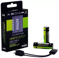 Verico 1UDBT-A1WEA2-NN, Verico LoopEnergy AA USB-C 2550mWh USB-C Akku Li-Ion 1700 mAh