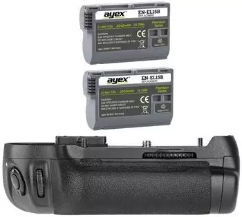 ayex Batteriegriff für Nikon D800/D810 (MB-D12) inkl. 2x EN-EL15B