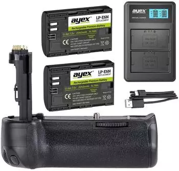 ayex Batteriegriff-Set für Canon EOS 5D Mark III, 2x LP-E6N, USB Dual Ladegerät (6689)