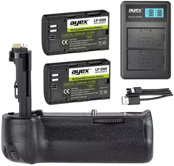 ayex Batteriegriff-Set für Canon EOS 5D Mark IV + 2x LP-E6N + USB Dual Ladegerät (6695)
