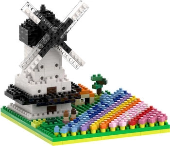 Brixies Windmühle mit Tulpen