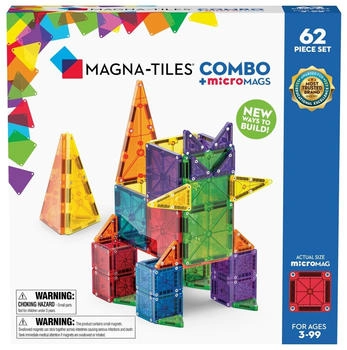 Magna-Tiles Combo 62-teiliges Magnetbauset microMAGS