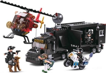 Sluban Polizei SWAT Mobilbasis Helicopter Diebe Spielset
