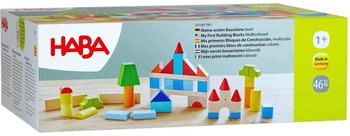 HABA Meine ersten Bausteine - 46 Bunte Holzbausteine mit Baumwolltasche