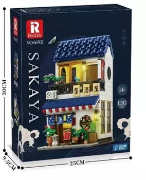 Reobrix Izakaya Klemmbaustein-Set, 1130 Teile mit Beleuchtung (66502)