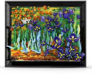 Reobrix Iris-Wandbild 3D-Blumen-Modellbausatz mit Rahmen, 3480 Teile (66701)