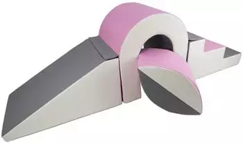 Velinda Schaumstoffblock-Set 4-teilig mit kleiner Brücke, weiß, hellrosa, grau