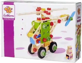 Eichhorn Constructor Hubschrauber 5-in-1 Konstruktionsspielzeug, Buchenholz, 120 Teile (100039223)