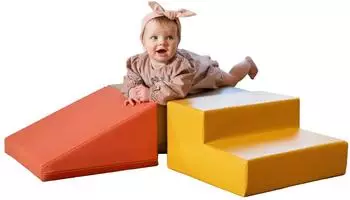 IGLU Soft Play IGLU SET 27 Mini Corner Climber, Schaumstoffbausteine, grau-beige/pastell-pink/honigfarben