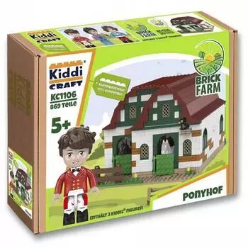 Kiddicraft Ponyhof Klemmbaustein-Set mit Pferden, Figuren & Stall (KC1106)