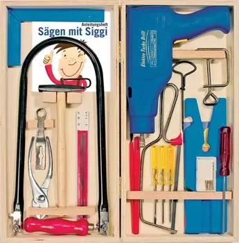 Peter Bausch Laubs&auml;ge-Set im Holz-Klappkasten mit elektrischer Bohrmaschine (455)