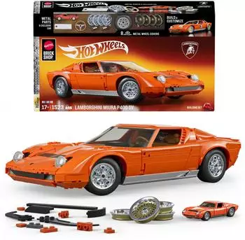 Mattel Brick Shop Hot Wheels Premium Series Lamborghini Miura P400 SV '71, 1523 Teile (JHF61)