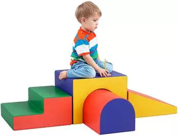 HomCom Bausteinset 4er-Set Schaumstoff, f&uuml;r Kinder 1-3 Jahre, rot