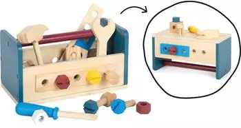 Small Foot Design Werkzeugkasten und Werkbank "Workshop" 2-in-1, Holz, 33-tlg. (12557)