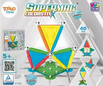 Happy People Supermag Colorstix Magnetisches Konstruktionsspielzeug, 40 Teile (60753)