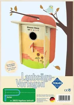Pebaro Laubs&auml;gevorlage Vogelhaus, 3mm Sperrholz, bunt bedruckt (399/3S)