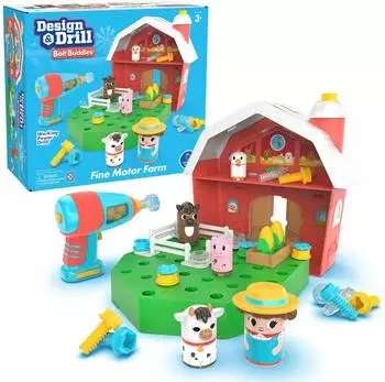 Educational Insights Design & Drill Bolt Buddies Bauernhof-Spielset mit Bauer, STEM (4134)