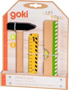 Goki Werkzeugset aus Holz, 3-teilig, Kinder (58327)