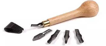 Brause 891B Linolschneider-Set, Holzgriff, 5 Linolfedern & Federauszieher (891B)