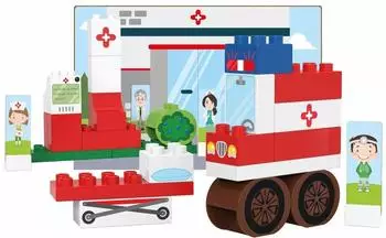 BiOBUDDi Krankenwagen-Bausatz, 28 Klemmbausteine, Bio-Kunststoff (BB-0131)