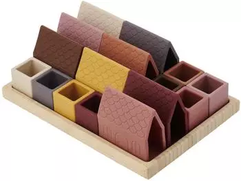 TickiT SiliSoft Village Bauset, 16 Teile, Silikon & Bambus (54589)