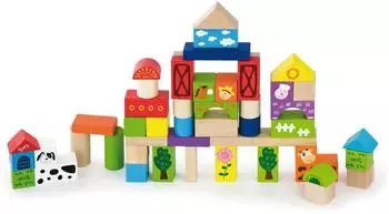 VIGA Holzbausteine Bauernhof, 50 St&uuml;ck (50285)