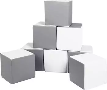 Velinda Würfel-Set 8 Schaumstoffbausteine XXL Softplay, weiß/grau