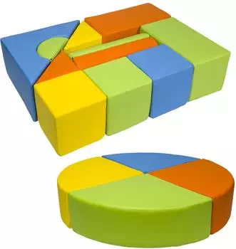 Velinda 15 Schaumstoffblöcke, gelb/grün/orange