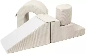 Velinda Brücke-Set XXL-Softplay-Schaumstoffbausteine, 4-teilig, cremefarben (Cord)