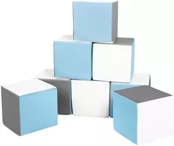 Velinda Schaumstoff-Bauklötze XXL 8er-Set, weiß/hellblau/grau