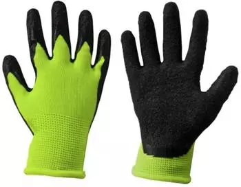 Bradas Kinder-Arbeitshandschuhe mit Latexbeschichtung, neongelb/schwarz, Gr&ouml;&szlig;e 5