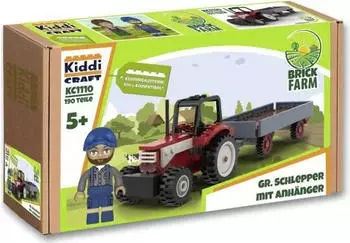Kiddicraft Brickfarm Gro&szlig;er Schlepper mit Anh&auml;nger, 211 Teile (KC1110)