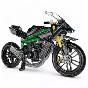 Lean Toys Rennmotorrad Klemmbaustein-Set, schwarz, 656 Teile