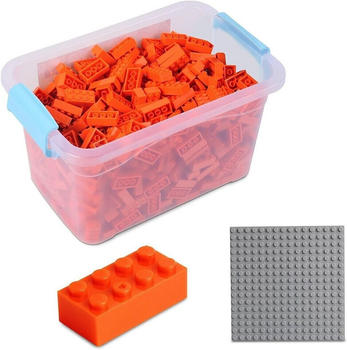 Katara Bausteine 520 Stück mit Box und Grundplatte orange