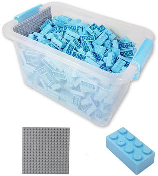 Katara Bausteine 520 Stück mit Box und Grundplatte hellblau