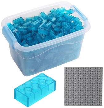 Katara Bausteine 520 Stück mit Box und Grundplatte transparentblau