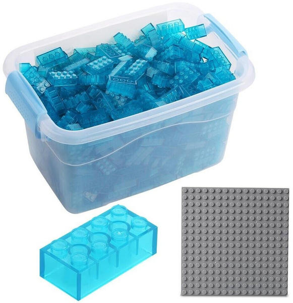 Katara Bausteine 520 Stück mit Box und Grundplatte transparentblau