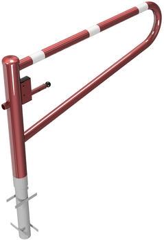 Schake Gatterschranke horizontal drehbar mit Dreikantverschluß rot/weiß 1,50m zum Einbetonieren (413_151FB)