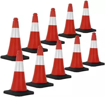 ECD Germany Verkehrsleitkegel rot-weiß, 51cm, reflektierende Streifen, 10er-Set (490015339)
