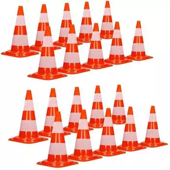 ECD Germany Verkehrskegel 47cm orange-weiß, 2 Reflektionsstreifen, 20er-Pack (490014757)